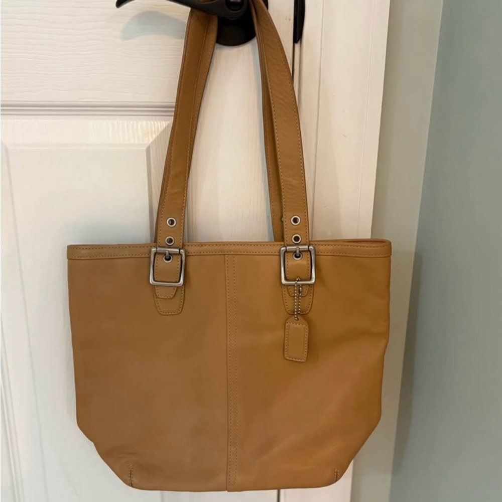 Vintage Tan Coach Mini Leather Tote Bag